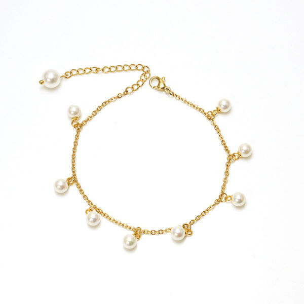 Fashion Simple Tassel Stainless Steel Pearl Anklet - Image 3