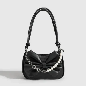 black-white-pu-bow-handbags-autumn-winter-ladies-underarm-tote-bags-fashion-simple-pearl-chain-shoulder-bag-small-