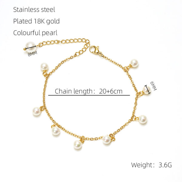 Fashion Simple Tassel Stainless Steel Pearl Anklet - Image 6