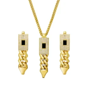 Fashionable crystal Cuban link set UAE