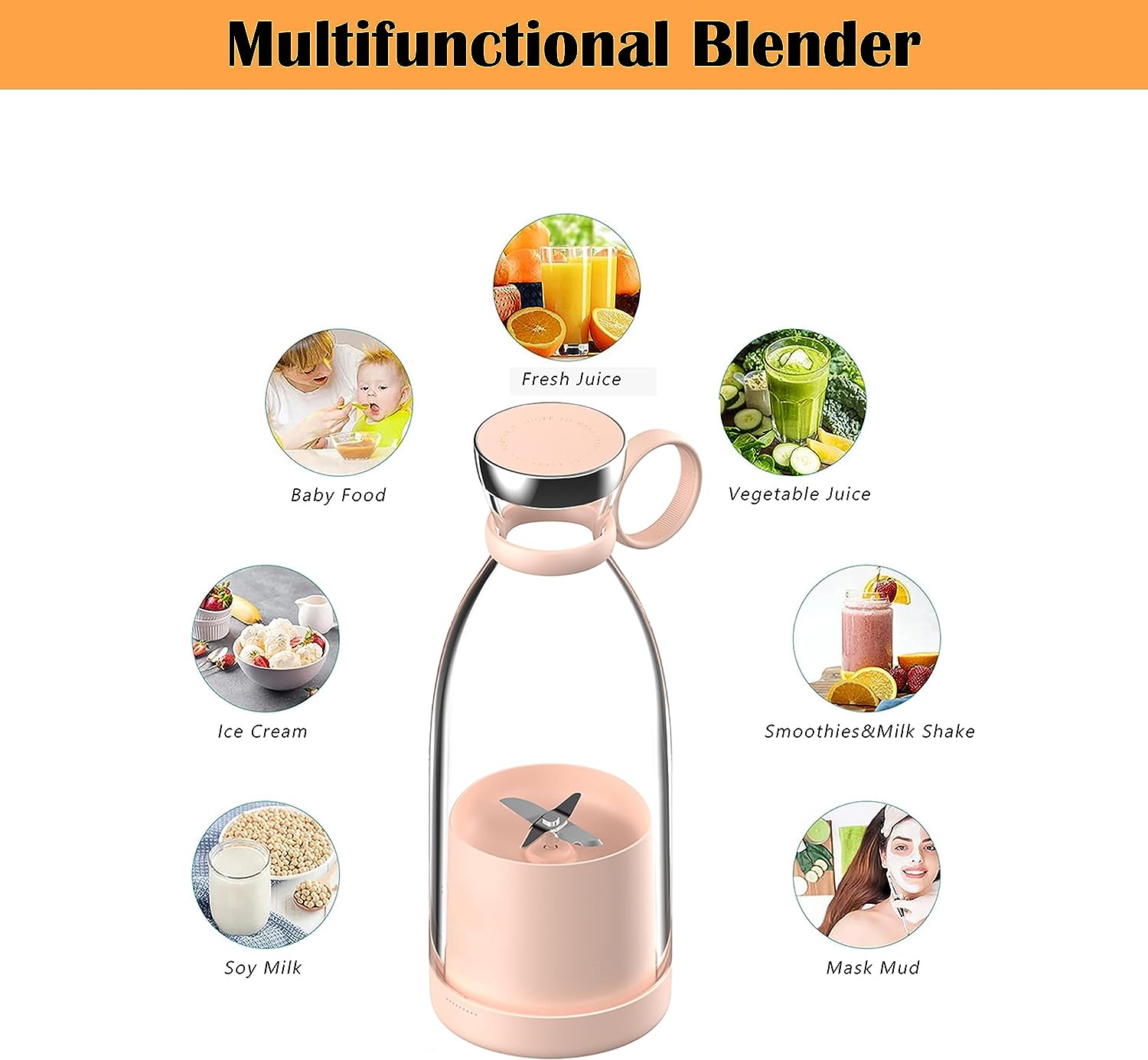 Portable Juicer Bottle – Rechargeable Personal Blender for Smoothies, Shakes & Juices (350ml) - Image 2