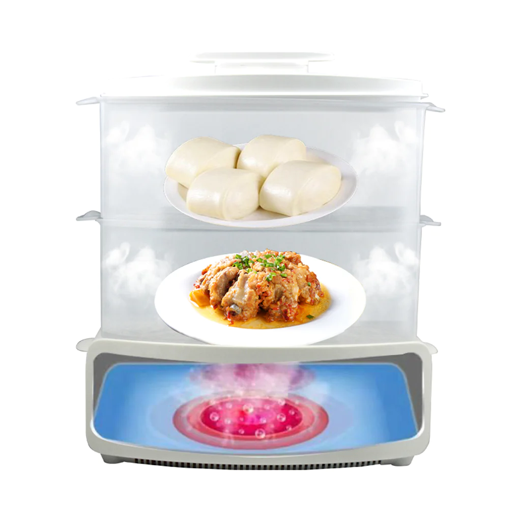 Electric Steamer & Food Defroster – 2-Tier 5Qt Capacity, 1500W Fast Cooking, Healthy Meals - Image 3