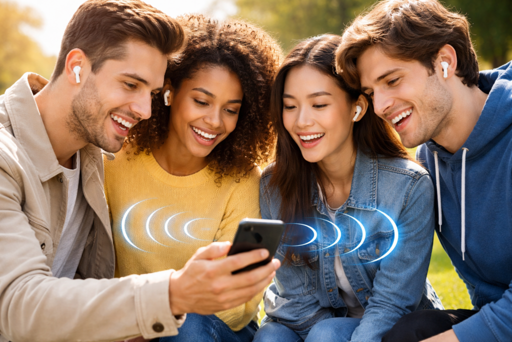 Auracast audio sharing feature on Bluetooth 5.4 allows multiple Uohhboe earbuds to listen to same device