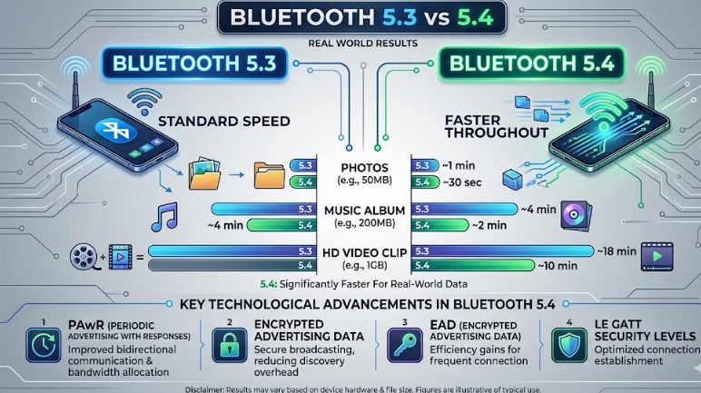 Bluetooth 5.3 vs 5.4 File Transfer Speed: Real World Results